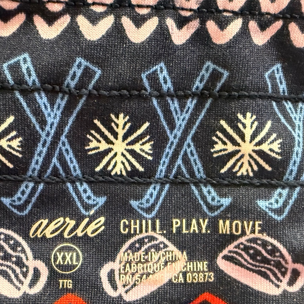 Aerie Chill Play Move High Waisted Fair Isle Winter Jogger Leggings Size XXL - Picture 2 of 7